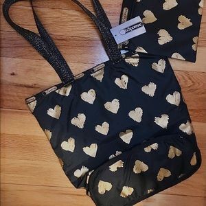 LeSportSac. Bucket Tote. Black with Gold